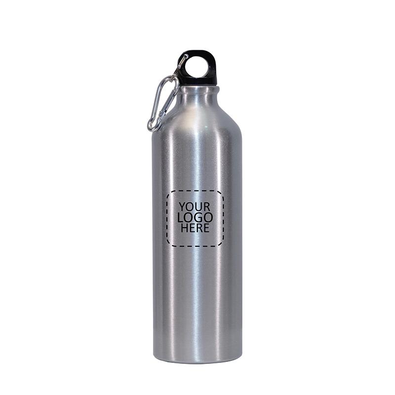 Silver Aluminium Water Bottle With Cabiner Glossy